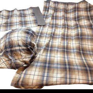 Home Trends Tan PLAID FULL SIZE Flannel Sheet SET pillow Case Fitted/Top Sheet